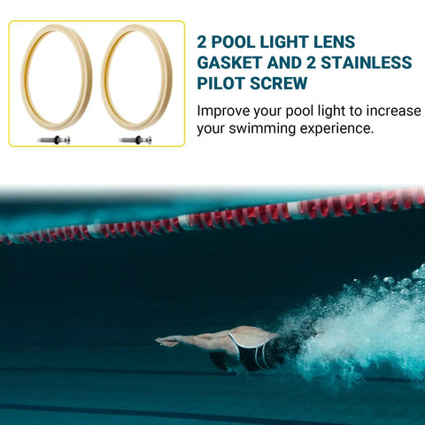 8 3/8 Inch Pool Light Lens Gasket And Stainless Pilot Screw Replacement Kit For Pentair 79101600Z 79104800 Easy Fit Plug And Play IntelliBrite AmerLite And SAM Amerlite Lights Heavy Duty Waterproof Seal, two gaskets and screws