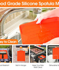 Person cleaning a heat-resistant Food Grade Silicone Spatula Mat under a sink faucet, part of an 18-piece cleaner set.