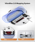 Robot Vacuum And Mop With 10,000 Pa Suction, 70 Day Self-Emptying Dock showing underside with sonic mopping and lifting features