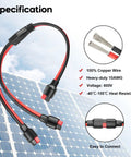 10AWG Anderson Y Splitter Cable For Solar Panels And Portable Power Stations Branch Parallel Adapter Copper Wire Heavy Duty