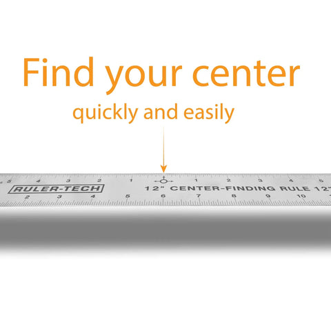 Stainless Steel Center Finder Ruler With No Guesswork And Dual Scale, 12 Inch Metal Measuring Tool showing precise center mark