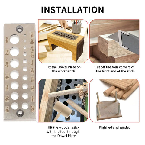 Premium A2 Steel Wood Dowel Plate Maker Made Of High Speed Steel for perfect joint alignment in hardwood projects.
