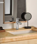 Genta Chrome Single Handle One Hole Modern Bathroom Faucet With Optional Deck Plate, high arc spout in modern bathroom
