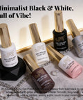 Six 16ml Gel Nail Polish Set With Milk White Pink Black 9D Cat Eye Glitter LED Soak Off Nail Kit displayed on a surface