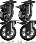 3 Inch Caster Wheels Set Of 4 Heavy Duty With Brake Non Marking Polyurethane Swivel Casters shown from a side angle with tools and gloves.