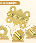 Stainless Steel Tiny Box Hinges 15 Piece Set With 60 Screws Vintage Gold Folding Cabinet Hinges for small boxes and crafts.