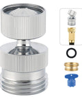 Garden Hose Adapter Kit With Faucet Aerator Key For Bathroom And Kitchen All In One Multi Thread Sink Swivel Faucet Aerator Adapter To Connect Garden Hose Chrome Finish, chrome brass adapter parts
