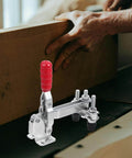 Two Pack Beefy Vertical Double Head Quick Release Welding Toggle Clamps Zinc Plated Iron Fixed Workholding Clamps in use