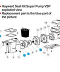 Exploded view of Replacement Pool Pump Seal Kit For SP2600 SP1600 SP2600X 1600 And 1600X Super Pump MaxFlo Models with highlighted parts.