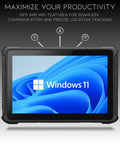 Heavy Duty Rugged Windows 11 Pro Tablet Featuring An Integrated Barcode Scanner with a 10.1-inch display.