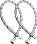 Rock Solid Build 24 Inch Braided Stainless Steel Faucet Hose Connector, 3/8 Compression To 1/2 Fip Water Supply Lines.