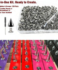 Badass Silver Cone Spikes And Screws Pack Of 120 Pairs For Jacket Belt Bag Shoe Decoration 7X10MM Screwback Rivets For DIY Leathercraft And Punk Clothing Accessories in storage case.