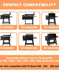 Heat Deflector And Flame Tamer For Pit Boss Pellet Grills Compatible With 700 820 850 1000 1150 1250 1300 1600 Series Heat Baffle Diffuser Replacement Part Easy Fit Rugged BBQ Smoker Accessory compatibility chart with grill models