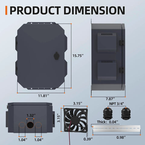 Product dimensions of Heavy Duty Outdoor Electrical Enclosure Box Built Like A Tank From Rugged Cold Rolled Steel With Removable Back Panel.