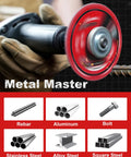 EZARC diamond cutting wheel on a die grinder; red spinning abrasive wheel, 2-pack for metal work.