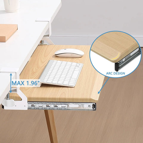 Under Desk Keyboard Tray With Pull Out Keyboard And Mouse For Easy No Fuss Setup C Clamp Mount Smooth Gliding Tracks Ergonomic