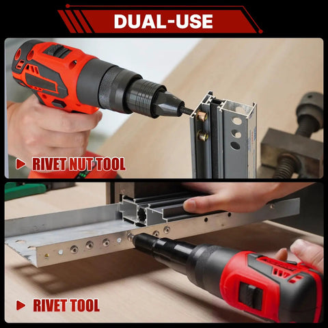 Top Tier Cordless Rivet Gun With Dual 26V Batteries And Fast Charger For Pulling Steel Aluminum Rivets On RV Boats Downspouts And Auto Repairs Automatically Setting Sizes, dual-use