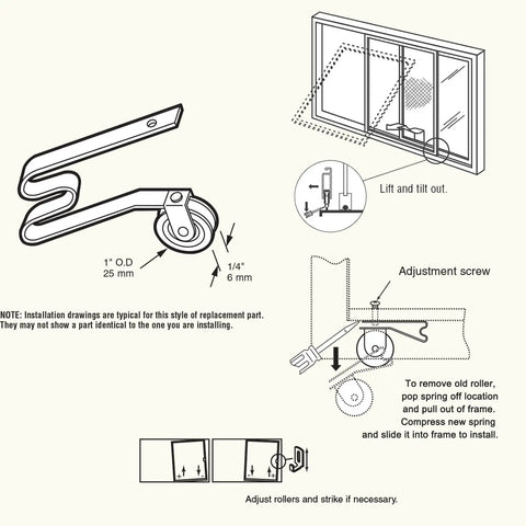 4 Pack Sliding Screen Door Tension Spring Kit For M-Shaped Rollers With 1 Inch Ball Bearing Roller, Replaces B512 B513 And B746, Fits Top And Bottom Tracks, Works With Columbia And Uni-Fit Doors, Built To Last Steel Replacement
