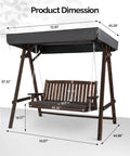 Dimensions of 4 Ft Porch Swing With Stand Heavy Duty 660 Pound Wooden Swing Set With Canopy For Garden Patio And Yard