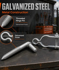 Four Piece Gate Hinge Kit With 1-5/8 Inch Heavy Duty Galvanized U Bolt Clamps for 5/8 Inch Hinge Eyes on metal table