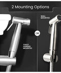 Bidet Sprayer for Toilet and Cloth Diaper Washer handheld toilet sprayer shown with wall and toilet mounting options
