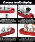 Heavy Duty 150A 12V Bus Bar Power Distribution Block For Car, Boat, Marine, Featuring Tough As Nails Nylon Base, Stainless Stud Terminals, Nickel Plated Copper Plate, Heat Resistant And Corrosion Proof Electrical Hub, red base with protective cover