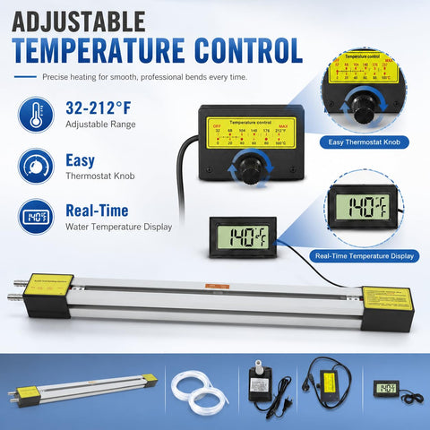 Heavy Duty 110V Plastic Bender For Acrylic Sheets with adjustable temperature control, dual strip heaters, water cooling, and accessories.