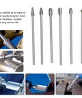 Badass Tungsten Carbide Cylinder Head Porting Kit With Die Grinder Rotary Burr Bits, six tungsten steel burrs for metal grinding tasks.
