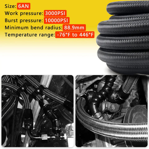 Pro Grade 26 Ft AN6 PTFE Fuel Line Kit With Nylon Stainless Braided Hose For LS Swap EFI E85, installation and performance view