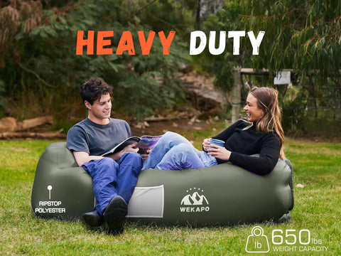 Inflatable Lounger Couch Portable Air Sofa Chair For Camping Beach Hiking Lawn Backyard And Outdoor Festivals Pump Free