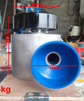 Front view of 3000W Micro Hydroelectric Generator with 110mm blue inlet, aluminum shell for home and outdoors off-grid use