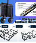 Foldable Heavy Duty Wagon Cart With 360 Swivel Wheels And Brakes showcasing reinforced carbon steel structure