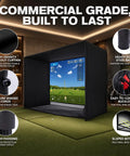 Commercial grade 11 By 8 Ft Golf Simulator Enclosure With HD Dual Layer Impact Screen in home setup