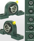 2 Pack UCP205 16 Mounted Pillow Block Ball Bearings with 1 Inch Bore and Solid Cast Iron Base Self Aligning for Reduced Wear