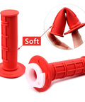 Red rubber grip handles for Seven Eighths Inch 22mm Twist Throttle Cable Kit with soft flexible design for mini bikes and ATVs.