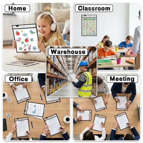 32 Pack Reusable Dry Erase Pocket Sleeves Clear PVC Sheet Protectors For Classrooms And Offices With Tear Resistant Waterproof Edges Metal Grommets