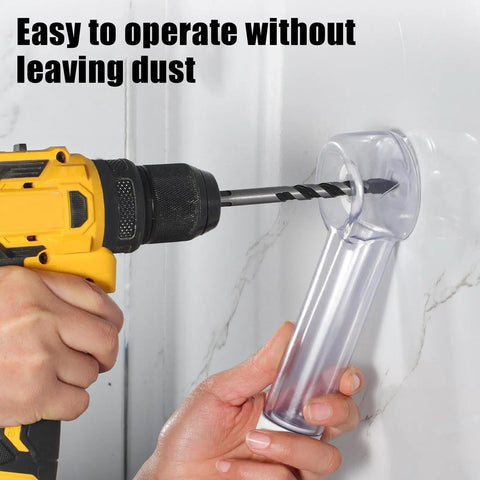 Professional Drill Dust Cover With Precision Depth Tracking And Super Sleek Powder Collector Attachment For Kickass Concrete Woodworking Debris Bit Shield in use