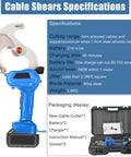 Beast Cordless Electric Cable Cutter with Eight Hour Runtime, alloy steel blade, and packaging components shown.