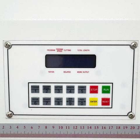 Control panel of Heavy Duty Automatic Tube Cutter With Fast Stepper Motor And Dependable Belt Feed Cuts Pvc Silicone.