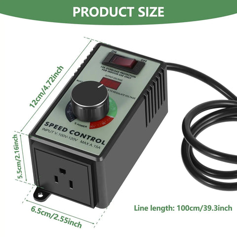Sweet Spot Variable Speed Controller For AC Motors Featuring 110V Plug And Play Hookup 15 Amp Heavy Duty Build handles 4000 watts.