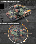 Rugged RC Tank That Shoots For Kids And Teens 2 4GHz Remote Control Army Tank Toy With Auto Demo Lights Smoke And 13 Channel
