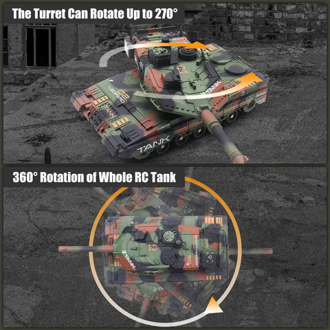 Rugged RC Tank That Shoots For Kids And Teens 2 4GHz Remote Control Army Tank Toy With Auto Demo Lights Smoke And 13 Channel