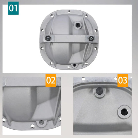 Heavy Duty 8.8 Rear Differential Cover Girdle System For Ford Mustang F150 Bronco Explorer top view and detailed angles