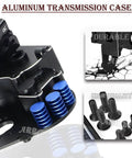 Heavy Duty Aluminum Transmission Case And Hop Up Gearbox For 1/10 Slash Rustler Stampede Bandit Ford F150 Raptor 2wd with blue screws and black finish