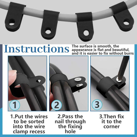 One Quarter Inch Black Nylon R Type Cable Clip Wire Clamp Kit With 120 Screws installation instructions