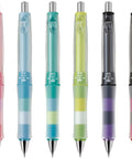 Front view of ten Dr Grip CL Play Border Mechanical Pencil 0.5mm Floral Pink Shake Activated Lead Eject Ergonomic Grip