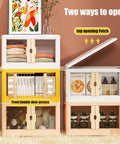 No Sweat Large Plastic Storage Bins With Secure Lids Fold Flat Stacking Organizers For Dorms Home Offices And Closets stackable bins with top and front openings and colorful finish.