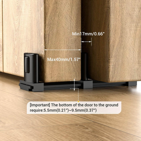 Adjustable Three Wheel Sliding Barn Door Floor Guide For Bypass Doors Black Finish With Ultra Smooth No Hassle Double Sided Pulley System Easy Install Heavy Duty Floor Guide For Closet Doors One Piece Design