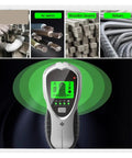 Hella Precise 4 In 1 Wall Scanner And Digital Stud Finder With Bright Led Screen displaying wood beams, wires, and rebar.