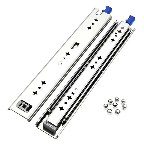 Heavy Duty Ball Bearing Drawer Slides One Pair Smooth Glide Full Extension With Auto Lock Latch and Quick Release Side Mount, 12 inch steel.